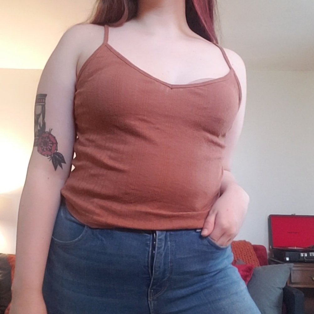 AEO Rust Textured Tank Top